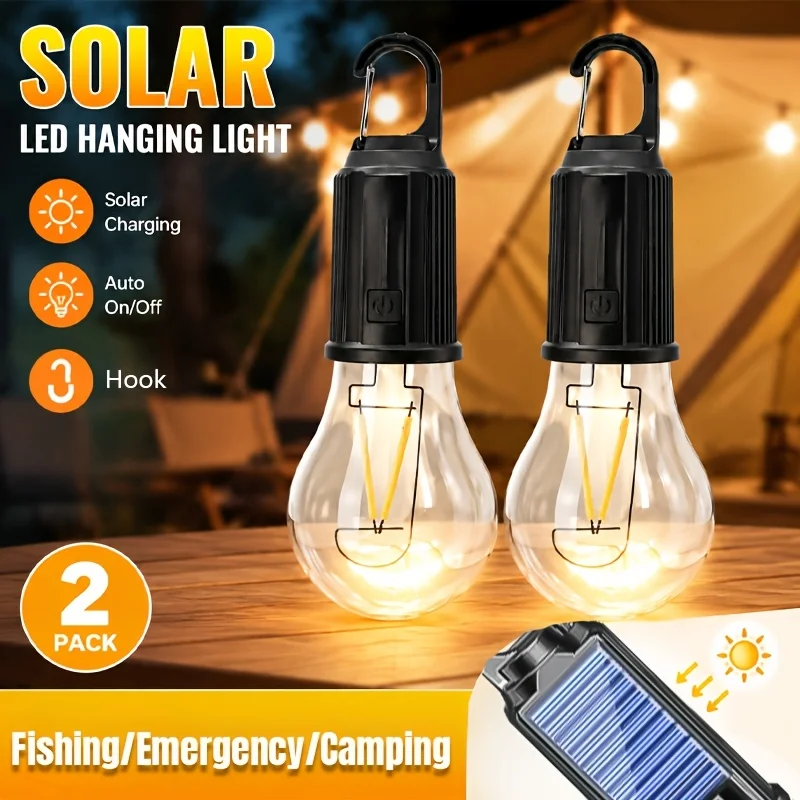 Outdoor Camping Gazebo - Solar LED Camping Lights Type-C Rechargeable