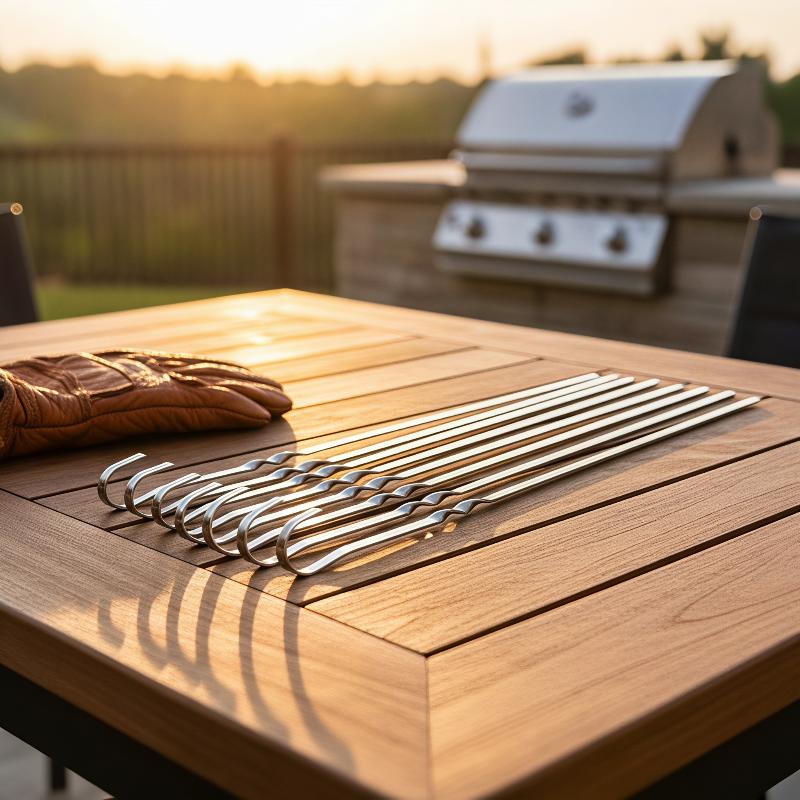 Outdoor Camping Utensils - BBQ Skewers Stainless Steel 40cm Wide