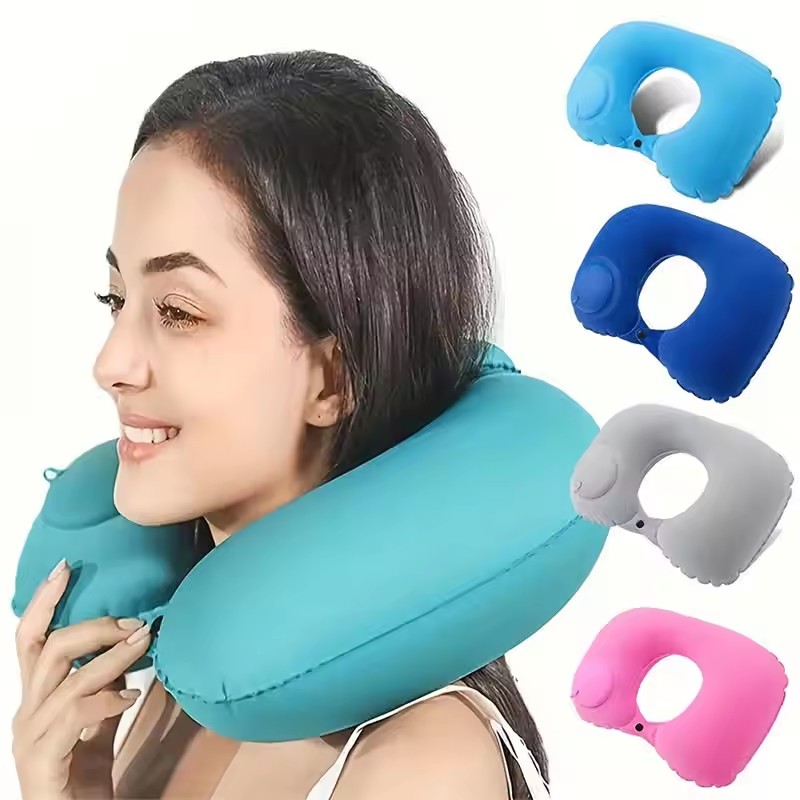 Outdoor Camping Store - Flocking Inflatable Portable Neck Pillow That
