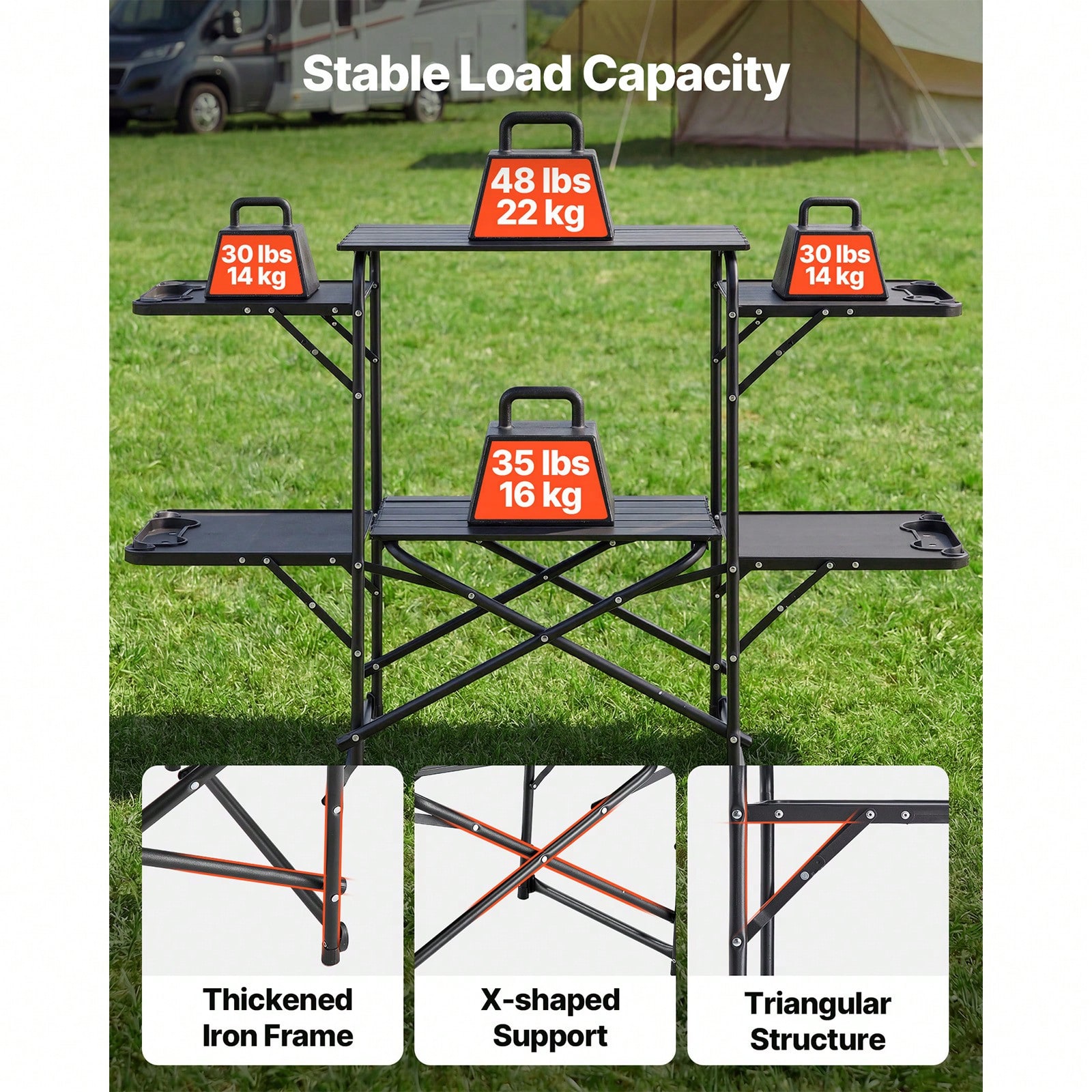 Camping Kitchen Table, Slim-Fo - Outdoor Camping Cooking Table ulasan dan harga