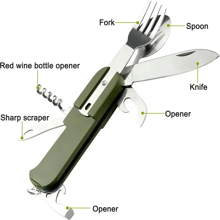 Camping Gear 5-in-1 Stainless  - Outdoor Camping Utensils ulasan dan harga