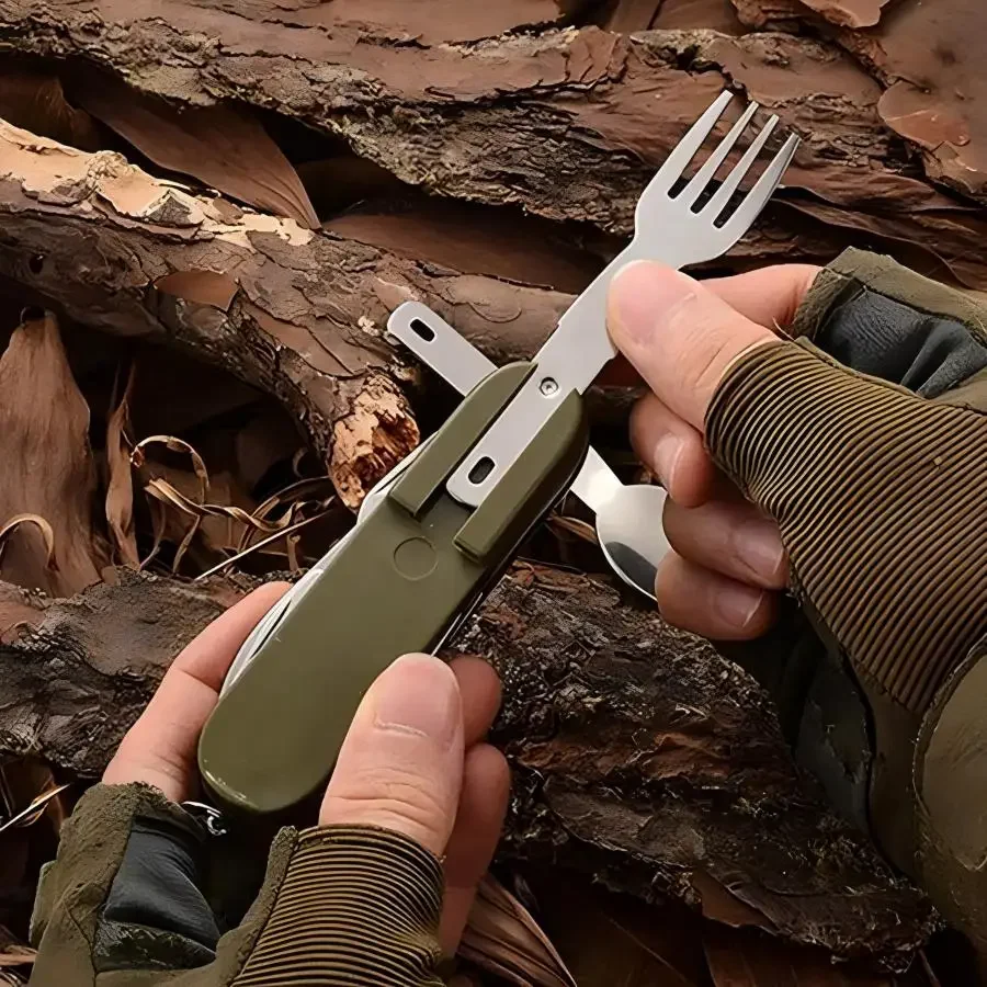 Camping Gear 5-in-1 Stainless  - Outdoor Camping Utensils ulasan dan harga