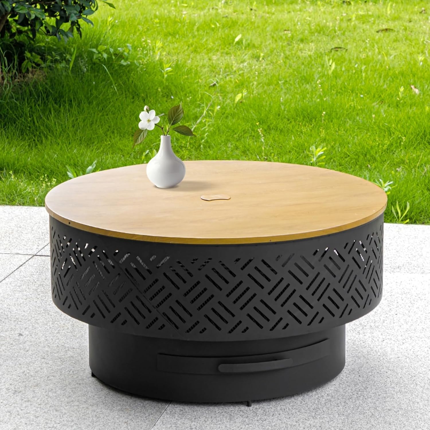 32 Inch Round Metal Wood Burni - Outdoor Camping Cooking Table ulasan dan harga